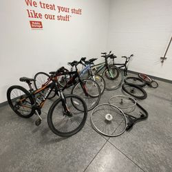 Lot of 6 Used Bicycles - Trek, Cannondale, Huffy, BMX Frames + Parts