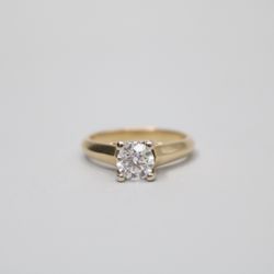 18K Yellow Gold Diamond Solitaire Ring 0.82 CTW H SI2 Size 6.75