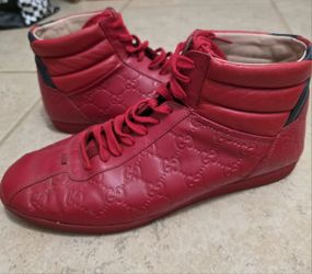 Gucci Sneakers Red Leather Mens Size 10