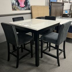 5PC Gray Dining Table Set 