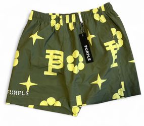 Men Shorts Size XL Purple Brand Green With Pockets