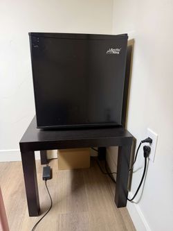 Black mini fridge