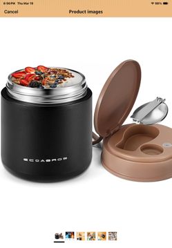 Kids Thermo for Hot Food – Vacuum Insulated Food Jar with 316 Stainless Steel Interior, Leakproof Wide Mouth Soup Thermos for School Lunch (Bla