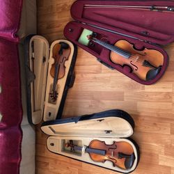 Selling 3 Violins: All John Juzik Violins, “3/4 Size” And 2 “1/2 Size “