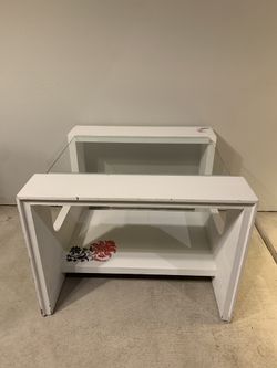 Very Small Vintage Wood & Glass Table