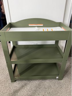 Graco Customizable Changing Table with Water-Resistant Changing Pad (Olive) - Customizable Modern Flat or Classic Arched Headboard, Changing Pad Inclu
