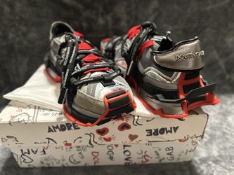 Dolce& Gabbana Red and Silver Men Sneakers