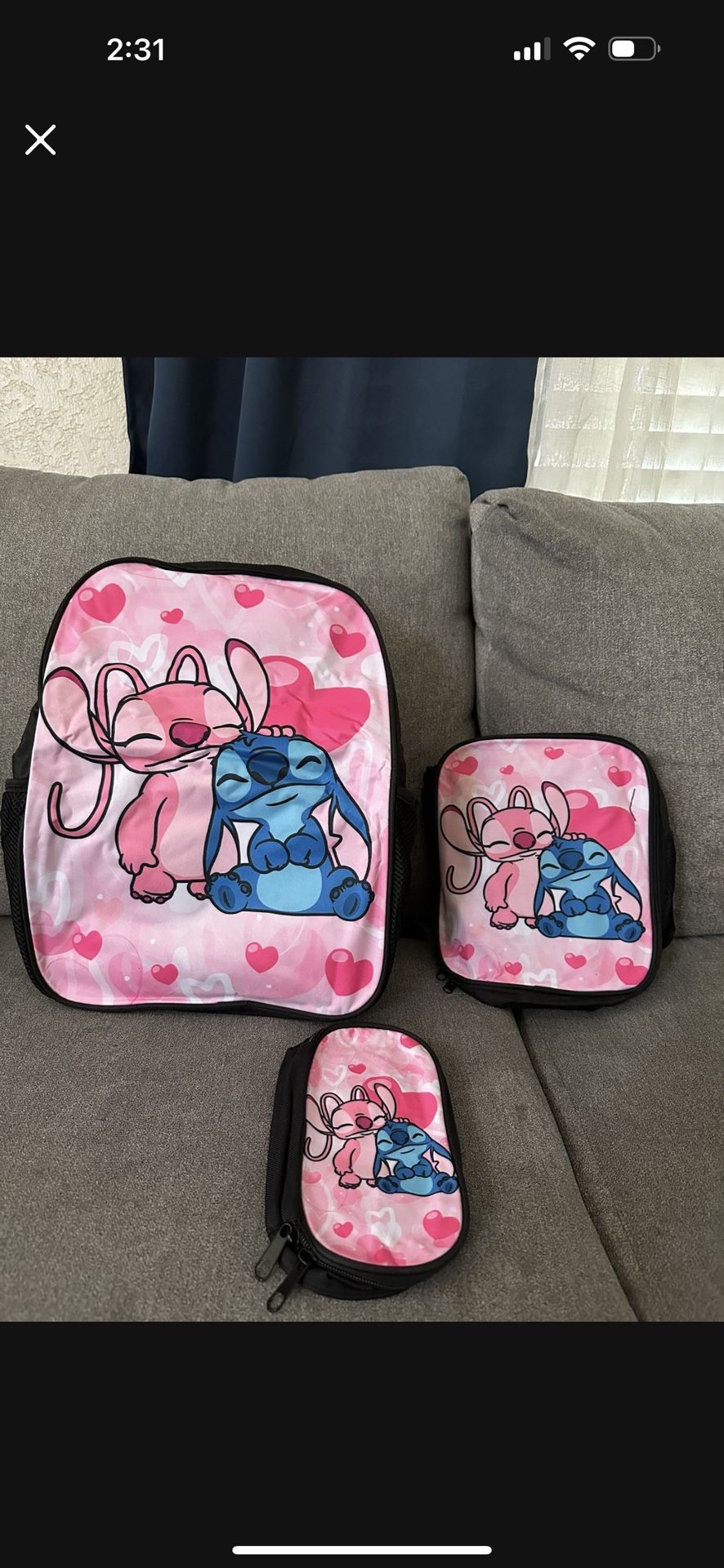 New stitch, three-piece backpack set