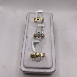 14kt Tri-Color Gold Engagement Style Tri Ring Set w/ Elegant Design 