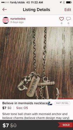 Believe in mermaids necklace