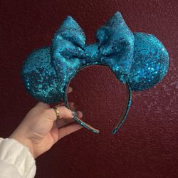Blue Sequin Minnie Ears