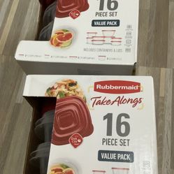 2 Rubbermaid Containers, 16 Piece Value Pack, NEW!