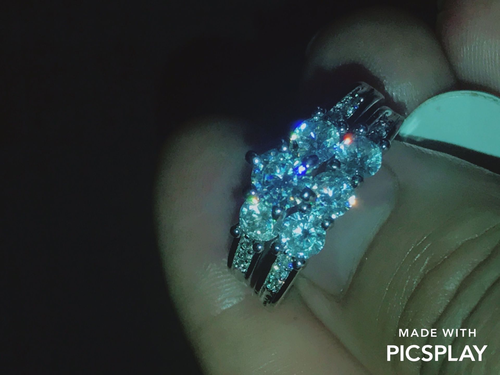 2pcs 18k white gold filled CZ wedding engagement ring size 8