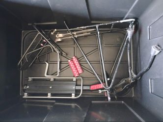 Various bike parts and racks, double kickstand