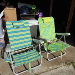Pair of folding beach chairs