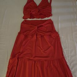 Red Maxi Skirt Set 
