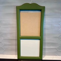 Vintage country decor wood calendar frame / message board. Overall measures 21 3/8 “tall x 10” wide  Painted Country sage green and distressed