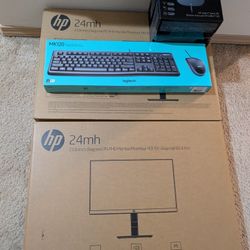 NIB PC Accessories Bundle - 2x 23.8" HP Monitors, HP USB-C Dock G5, Logitech MK120 Keyboard & Mouse