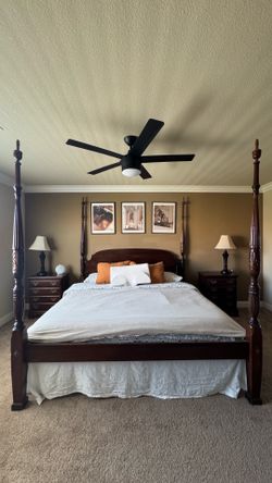 BED FRAME, MATTRESS, BOX SPRING, NIGHTSTAND