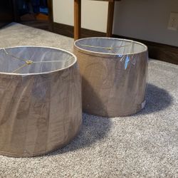 New Rustic Cottage Lampshades – Set of 2, Burlap-Style