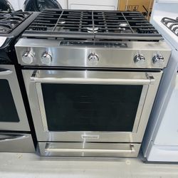 KitchenAid 30-inch wide stainless steel range, one receipt for a 60-day warranty.