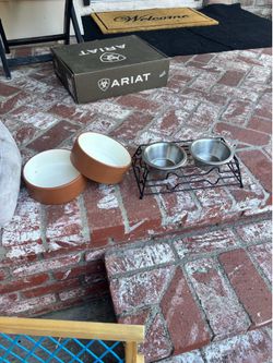 Dog gate and bowls