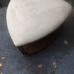 Suede Oak Wood Stool