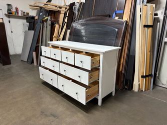 White Wood Dresser with 8 Drawers