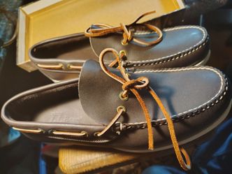 Vintage Made in the U.S.A. L.L. Bean Dark Brown Leather Boat Shoes Size 8.5M.