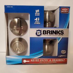 Brinks 2104-119 Keyed Entry & Deadbolt Lock Set Satin Nickel