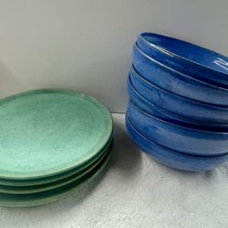 Glazed Pottery Dinnerware Set Plates And Bowls