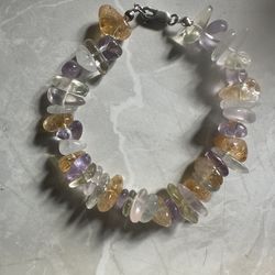 Gem nuggets bracelet with sterling silver