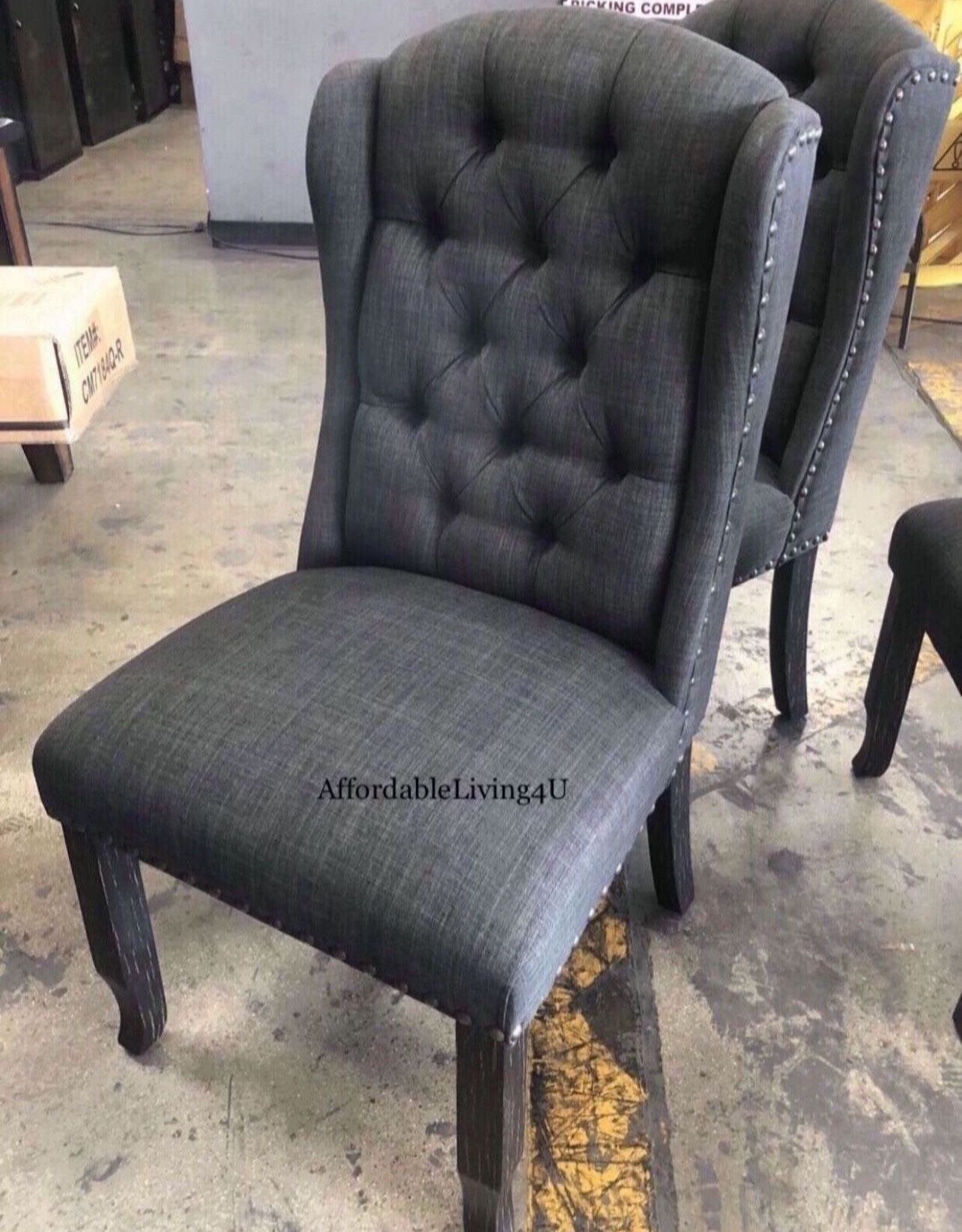 Dark Grey Wingback Dining Chairs Set Of 2 Brand New In Box 