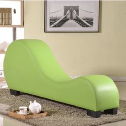 Faux Leather Stretch Chaise Relaxation and Yoga Chair, Green
