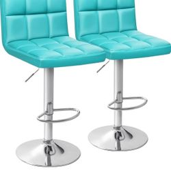 Homall Bar Stools Modern PU Leather Adjustable Swivel Barstools, Armless Hydraulic Kitchen Counter Bar Stool Extra Height Square Island Barstool with 