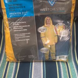 3-piece Yellow Polyester Rain Suit  Size Large 