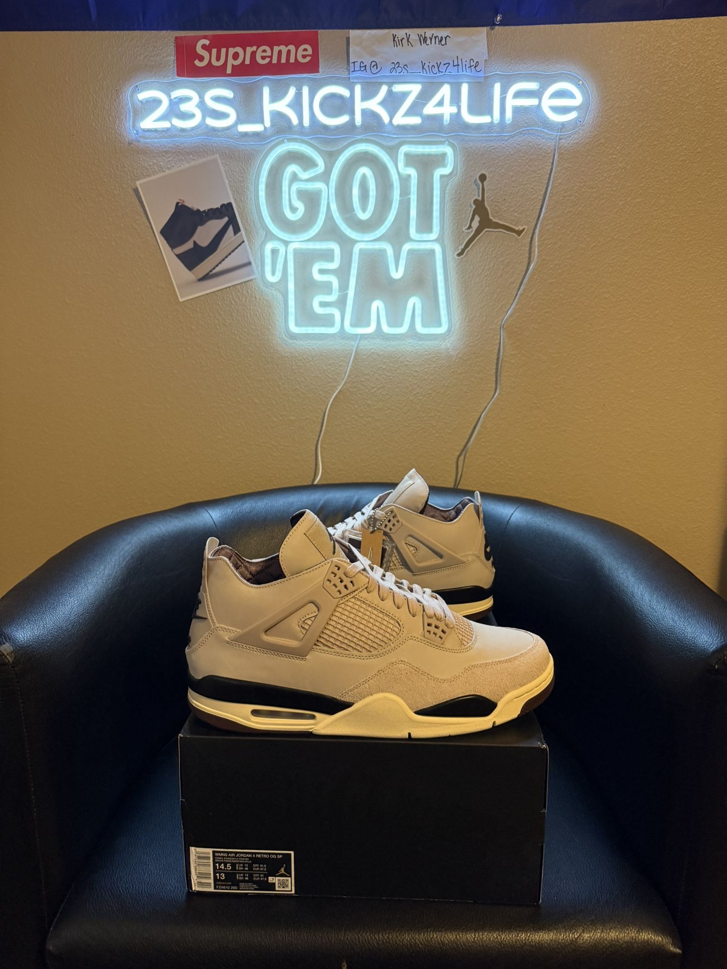 Brand new A Ma Maniere While you were Sleeping Air Jordan 4’s size 13 with original box and proof of purchase.