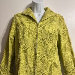 Lime Green Zipper Up Jacket Size M