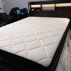 Queen Bed Including frame and Headboard With Lights 