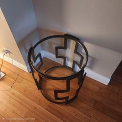 Round Glass Top Metal Side Table
