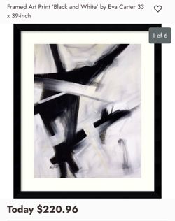Framed Art Print 'Black and White' by Eva Carter 33 x 39-inch