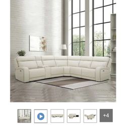 Off White Leather Sectional 