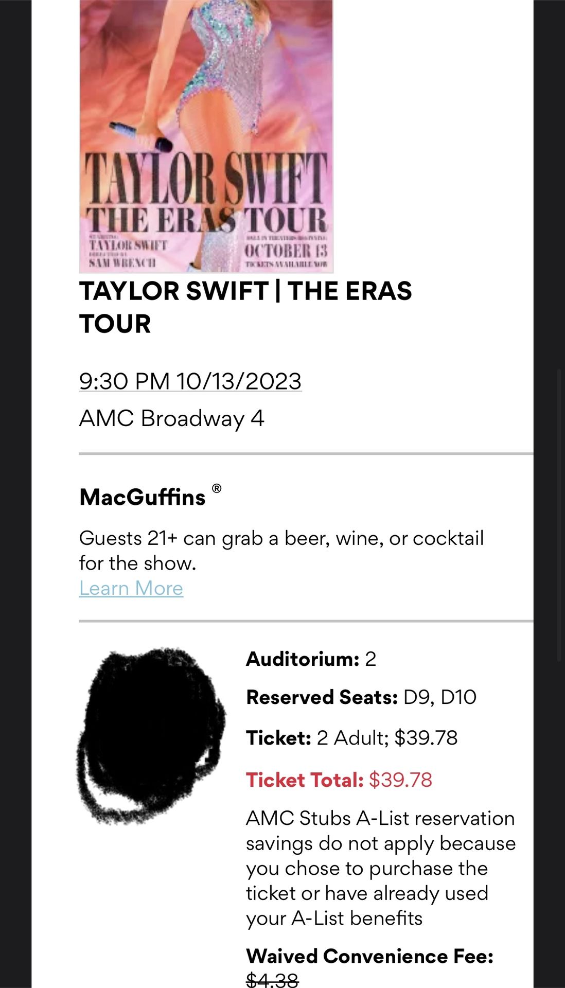 Taylor Swift 10/13 Santa Monica Amc