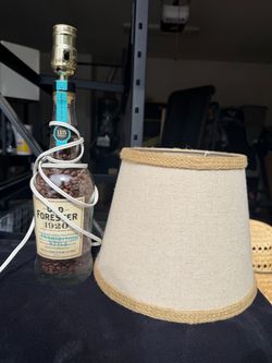 Upcycled Old Forester 1920 Bourbon Bottle Lamp w/ Coffee Beans & Shade