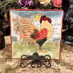 Susan Winget Certified International Le Rooster Square Serving Platter