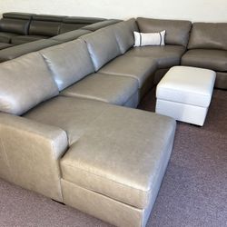 Furniture- 100% Real Top Grain Leather 4 Pc Sectional- Radley