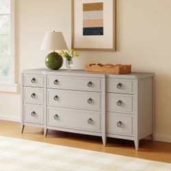 LUXURY Birch Lane "Caterina" 9-Drawer Dresser - White Oak New