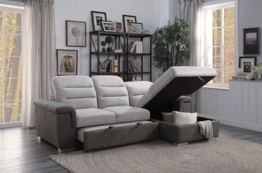 Sectional w/Pull-out Bed & Hidden Storage (9808)