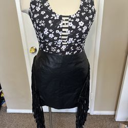 Women’s Faux Leather Fringe Skirt Size 2XL