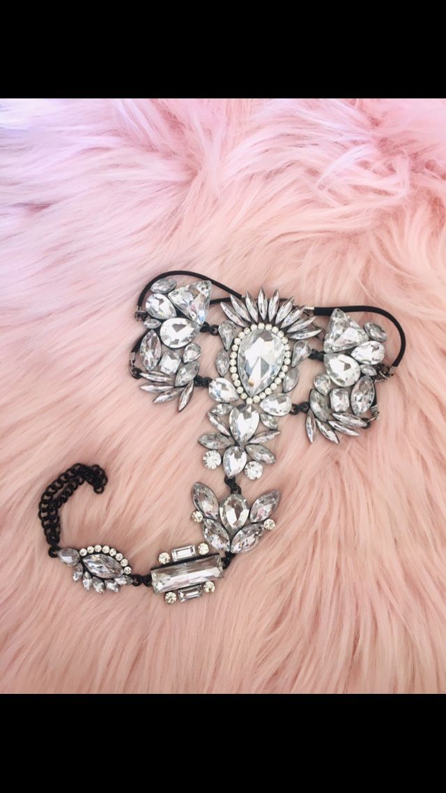 New Crystal Anklet Clear Stones With Black Chain